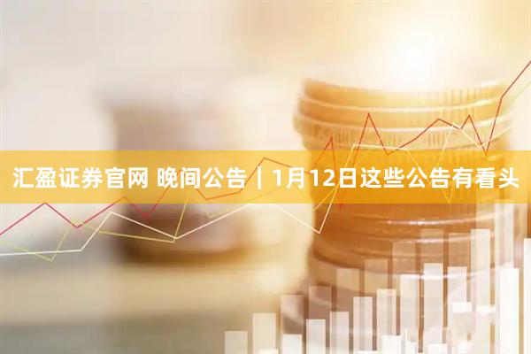 汇盈证券官网 晚间公告｜1月12日这些公告有看头